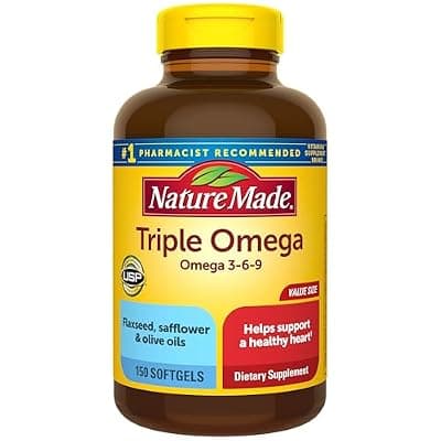 Nature Made Triple Omega 3 6 9 Supplements, 150 Softgels