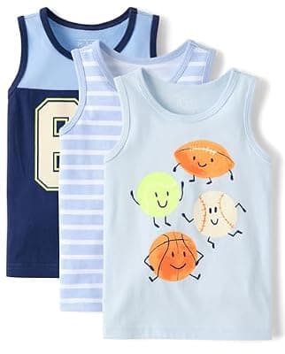 The Children's Place,Baby Boys,and Toddler Assorted Tank Top,Varsity Blue 3-Pack,4 Years