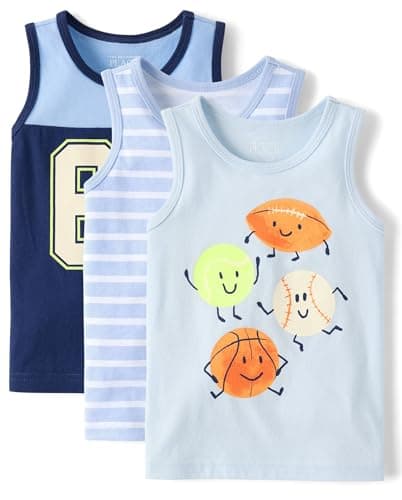 The Children's Place,Baby Boys,and Toddler Assorted Tank Top,Varsity Blue 3-Pack,4 Years