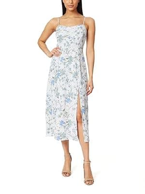 WallFlower Women's Mirabel Slip Midi Strappy Floral Dress, Plein Air, X-Large
