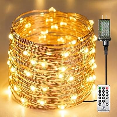 Fairdeer Plug-in Fairy Lights, 66 Ft 200 LED String Light with Remote, 8 Modes, Timer and Dimming Twinkle Lights for Indoor, Bedroom, Party, Decoration, Holiday, Warm White