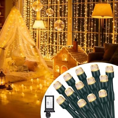 LUMLLSAJI 200 LED Fairy Lights 66 ft LED Twinkle Lights 8 Modes Plug-in with Memory Function Green Christmas String Light for Bedroom Xmas Tree Wreath Patio Party Spring Outdoor Decor